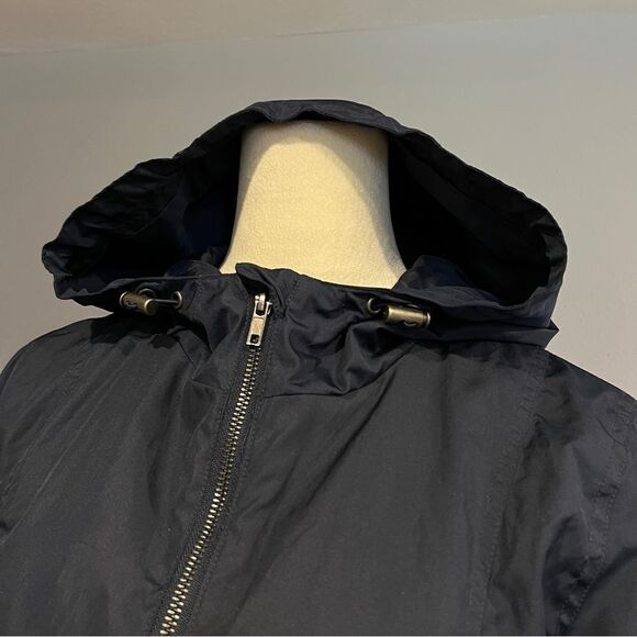 Serra Zip Up Long Navy Rain Coat Jacket Size Med - Picture 4 of 14